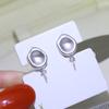 Accesorios de bricolaje, pendientes vintage de perla esmerilada de plata de ley S925, soporte vacío, pendientes barrocos, soporte de plata, productos semiacabados