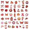 50 Piezas de Pegatinas Estilo Ins Rojo Downtown Cereza Impermeables para Diario Personalizado Cuaderno Guitarra Material