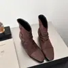 Botines de Tobillo Cuadrados de Gamuza Ji Retro Primer Encuentro Botas para Mujer 2026 Nuevas Otoño Invierno Casual Versátiles Botas de Moda Tacón Grueso