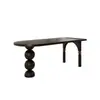 Mesa y Sillas de Comedor de Madera Maciza Estilo Medieval, Mesa Larga Negra Retro para Restaurante de Alojamiento Rural, Mesa de Comedor y Escritorio Integrados para Sala de Estar del Hogar