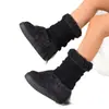 Otoño Invierno 2025 Nuevas Botas de Nieve de Piel para Mujer Suela Gruesa que Aumenta la Altura Felpa Adicional Cálida Calcetines de Punto Holgados Botines Cortos Zapatos de Algodón para Mujer