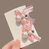 Horquilla con lazo para niña, con flequillo de perlas, pequeña, con forma de pico de pato, accesorios para el cabello