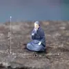 Paisaje en miniatura, bote de madera flotante creativo, figuras de pareja estilo vintage, decoraciones DIY de paisajismo para jardinería, accesorios colgantes, adornos pequeños