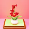 Flores Artificiais de Lírio-do-Vale Grandes de Tricô de Lã Acabadas em Vaso Lembrança de Dia dos Professores ou Dia das Mães Enfeites de Presente