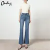 Jeans Flares de Cintura Alta Peça Premium para Mulheres, Novo Estilo, Stretch em Quatro Direções, Calças Longas Flares Emagrecedoras
