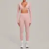 Conjunto de Yoga de Manga Larga para Otoño e Invierno Cintura Alta Ajustado Versátil Correr Deportes Fitness Conjunto de Dos Piezas 1834+6723