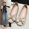 Sapatos Rasos Quadrados Únicos com Laço para Mulheres, Novos Loafers de Salto Grosso para Primavera e Outono 2026