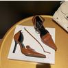 Sapatos de Salto Alto Marrons com Bico Quadrado Pequeno Yang Shulin para Mulheres, Saltos Finos, Novo Estilo 2026, Sapatos de Salto Alto Elegantes com Corte Lateral, Sandálias de Salto Alto Femininas