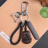Llavero antipérdida de obsidiana de hielo natural al por mayor, colgante de llave de coche del zodiaco para hombres y mujeres, regalo de joyería