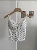 Camisole KEKEZOON de Renda com Decote em V e Bolinhas, com Bojos e Laço para Outono 8651