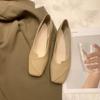 Zhican ~ Sentido del Diseño Zapatos Individuales de Mujer 2023 Nuevo Nicho Cabeza Cuadrada Tacón Bajo Cuero Suave Brisa de Medianoche Boca Baja Zapatos de Leche