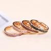 Anillo de Diamantes Coloridos de Fila Única de Lujo Ligero Estilo Japonés Popular en Internet Anillo de Acero de Titanio Chapado en Oro Rosa Distintivo de Moda para Mujer Anillo de Dedo Índice Anillo de Cola