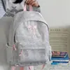 Mochila Retro Gris Roca Niebla para Estudiantes de Primaria y Secundaria, Estilo Ins Femenino Nicho Versátil Ligera Mochila de Viaje