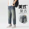 Ropa Popular para Hombre / Novedad de Primavera Tencel para Hombre Estilo Americano High Street Ajuste Holgado Jeans Cónicos Pantalones Casuales Cortos para Hombre
