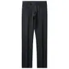 Pantalones Gruesos de Otoño e Invierno para Hombre Europeos Negros y Grises Cintura Media Elásticos de Gama Alta Corte de Negocios Jeans Rectos