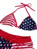 Transfronterizo 2025 Europeo y Americano Comercio Exterior Nuevo Estilo Estampado Cuello Corbata Amazon Bikini Triángulo Conjunto de Dos Piezas Traje de Baño