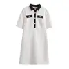 Vestido de verano de manga corta con contraste en blanco y negro para mujer, estilo europeo y americano, nuevo 2714
