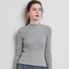 Outono e Inverno Manga Longa Roupa Íntima Feminina Lã Gola Meio Alta Emagrecedora Bodycon Espessada Novo Estilo Pulôver Transfronteiriço Tricô Camada de Base