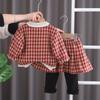 Traje de cuatro piezas para niñas, estilo occidental, 2 prendas para niños, primavera, estilo coreano, ropa de moda para niños, ropa de primavera para bebés de 1 año
