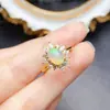 Anillo de Ópalo Blanco Natural Popular al por Mayor de Fábrica Plata S925 Incrustado Piedra Principal 6*8 Joyería de Lujo Venta Directa de Fábrica