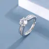 Anillo Versátil de Personalidad Plateado Galvanizado de Plata S999 de Alta Calidad para Mujer, Joyería de Anillo de Corona con Diamante de Seis Garras de Lujo Ligero