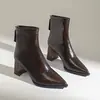 Botas de moda con punta fina para otoño e invierno, botas ajustadas de tacón grueso con cremallera trasera, botines versátiles, nuevos zapatos de tacón alto estilo coreano para mujer, 2026