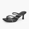 Sandalias Elegantes de Strass 2026 con Tacón Fino, Punta Cuadrada, Punta Abierta, Mules de Tacón Alto de Cristal para Mujer