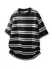 2026 Verano Nuevo Estilo Estilo Hong Kong Exterior Talla Grande Rayas Cuello Redondo Manga Corta Camiseta M-5X HT261181-P22