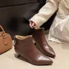 Botines Chelsea de punta transfronterizos para mujer, nueva colección de invierno 2026, botines de tacón fino, botines sencillos primavera/otoño, botines Martin de cuero suave