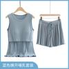 Conjunto de Ropa de Maternidad Tallas Grandes Mercado Camiseta sin Mangas Traje para Salir Primavera y Verano Tops Pantalones Cortos Sueltos Traje Verano