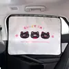 Cortinas de Vidro de Carro Embutidas no Canalete Azul, Design Fofo de Gato de Desenho Animado, Protetor Solar, Isolamento Térmico e Cortinas Laterais de Privacidade