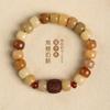 Bodhi Weathered Caramel Cheese Semillas de Bodhi con Transferencia Estilo Retro Tibetano Cuentas de Rehashing Manra de Seis Caracteres Pulsera Artística
