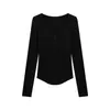 Suéter de Punto con Cuello Medio Abierto Estilo Perezoso para Mujer, Camisa Base de Otoño, Top Suave y Ceroso de Nicho y Chic