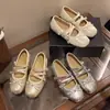 Zapatos Mary Jane Estilo Ballet Francés para Mujer, Novedad Otoño 2026 Zapatos Planos de Punta Cuadrada con Lazo, Versátiles para Combinar con Faldas