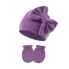 Conjunto de Gorro para Bebé Niña Recién Nacida y Manoplas Elásticas Gorro de Hospital Gorro sin Visera con Lazo Guantes para Niños Pequeños 0-6 Meses