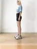 Pantalones de tiburón de avión de longitud tres cuartos de fábrica de Yiwu, estilo delgado de verano, cintura alta, control de abdomen, no se enrollan, anti-exposición, se pueden usar afuera, seguros