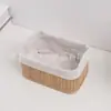 Cesta de almacenamiento tejida de bambú para escritorio para artículos misceláneos del hogar, caja de almacenamiento cosmético tejida a mano, gran capacidad