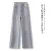Jeans de pierna ancha color gris Morandi para mujer, nuevo modelo verano 2026, tiro alto, corte holgado, estilizan, pantalones de pierna recta estrecha