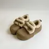 Sapatos de algodão Birkenstock marrons estilo coreano retrô com sola grossa para mulheres, novo modelo inverno 2026, quentes, forrados com fleece, botas de neve antiderrapantes para uso externo