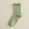 Meias Femininas Wood-ear Meias Femininas de Comprimento Médio Estilo Japonês Meias Coloridas Sólidas Meias Femininas Estilo Coreano Meias Femininas Fofas de Renda Meias de Algodão