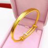 Pulseiras Coreanas Douradas Foscas de Venda Quente, Latão Moderno Puxa-Empurra Ouro Rosa para Homens e Mulheres, Adequadas para o Dia a Dia