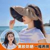 Sombrero protector solar para mujer, anti-UV, con pegamento negro, borde grande, parasol, diadema de verano, sombrero vacío para el sol, sombrero con forma de concha que cubre la cara.