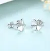 Runxin aretes de botón de trébol estilo nuevo estilo coreano moda aretes incrustados de diamantes joyería de oreja simple para estudiantes aretes de temperamento