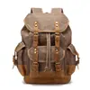 Bolsa de lona encerada de grande capacidade para atividades ao ar livre transfronteiriça, Mochila de caminhada em couro Crazy Horse, Mochila de lona impermeável vintage