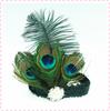 Venta caliente Diadema tocado de plumas de pavo real europeas y americanas lentejuelas diadema banquete baile pluma india diadema