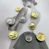 Palacio Xiaoxiang Estilo Raya Dorada Imitación Botón Metálico Abrigo Abrigo de Lana Floral Grueso Suéter Ropa de Mujer Botón Decorativo