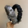 Temperamento Alto Cranial Top Mostrado Rosto Pequeno Esponja Faixa de Cabelo Avançado Cinza Cristal Flor Cluster Fada Orgen Fio Faixa de Cabeça Plissada Headwear