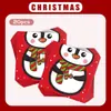 Servilletas Desechables Impresas de Pingüinos Navideños Dibujos Animados Fondo Rojo Bufanda Pingüino Servilletas de Papel Suministros de Decoración para Fiesta Navideña