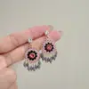 Brincos de Franja com Diamantes Estilo Barroco Retrô Francês Moda Personalizada Luxo Leve Sentido de Alto Padrão Joia de Orelha Exquisita Versátil para Mulheres