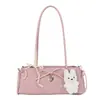 Bolso Baguette de Encaje con Lazo de Moda Bolso Redondo de Cilindro Fresco de Nicho para Mujer Bolso Pequeño Versátil de Hombro Moda Tendencia Bolso Debajo del Brazo
